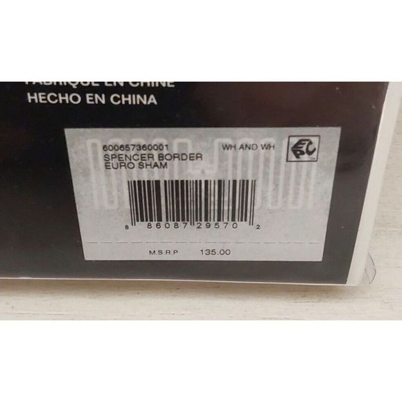 Ralph Lauren SPENCER BORDER SATEEN 100% Cotton WHITE European Euro Pillow Sham - Picture 10 of 10